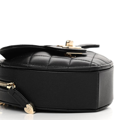 Chanel Lambskin Quilted CC In Love Heart Clutch With Chain Black 9 of 11