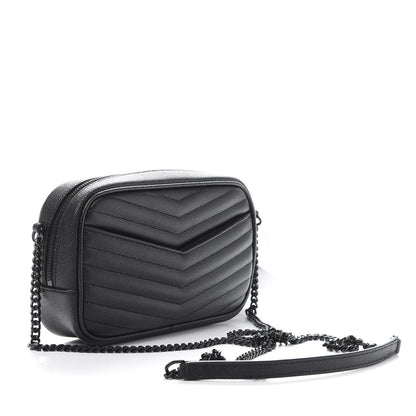 Saint Laurent Grain De Poudre Matelasse Monogram Mini Lou Camera Bag Black 3 of 11
