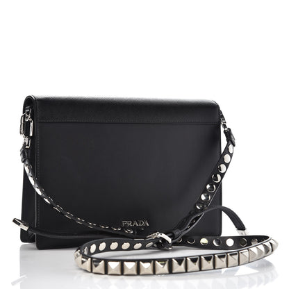 Prada City Calfskin Saffiano Robot Large Elektra Shoulder Bag Black Papaya 3 of 9