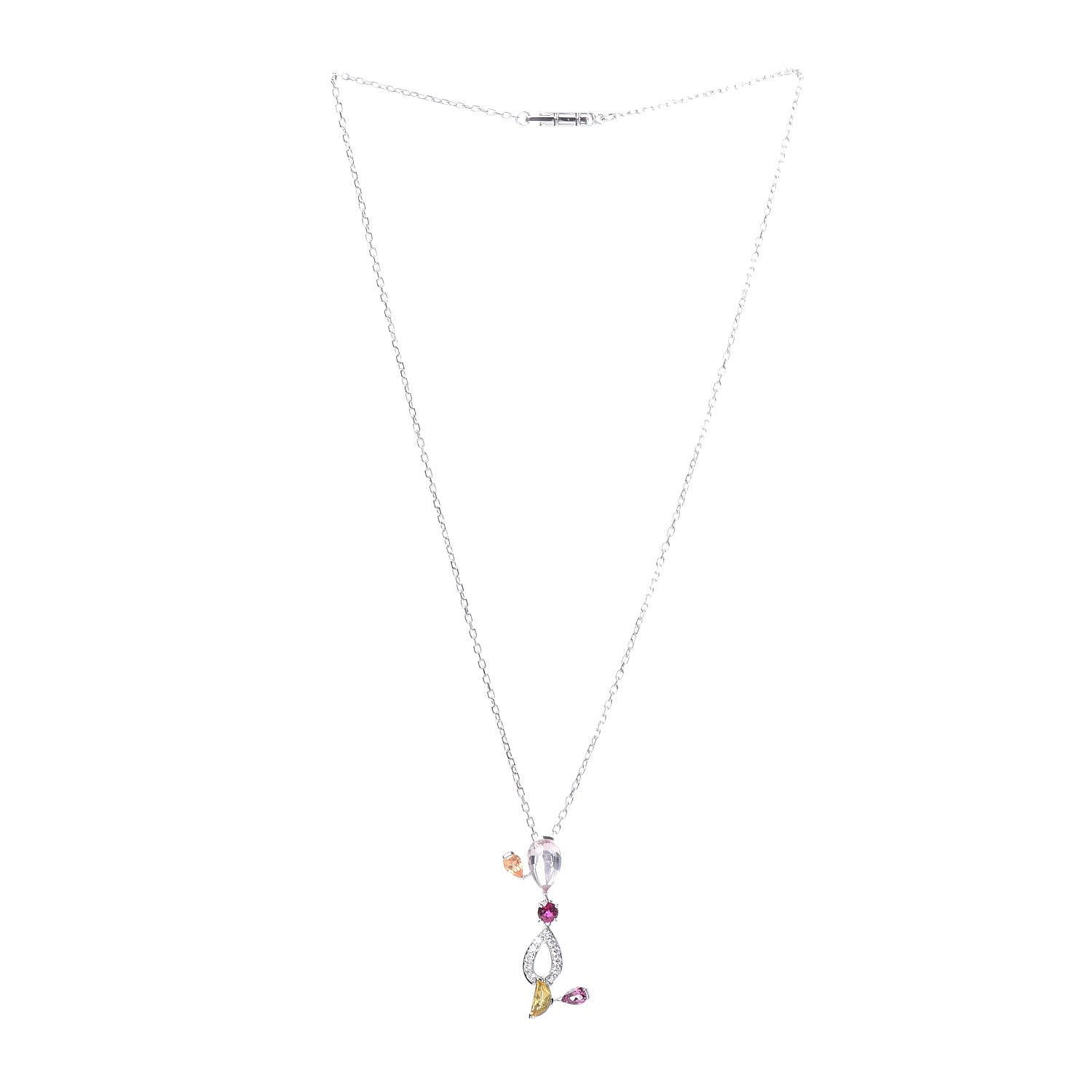Cartier 18K White Gold Diamond Rose Quartz Spessartine Garnet Citrine Pink Tourmaline Sorbet Pendant Necklace 4 of 8