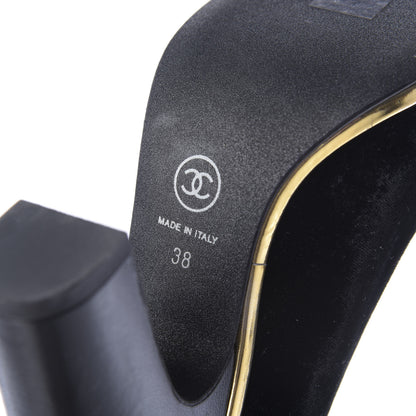 Chanel Velvet Satin Cap Toe Pearl Pumps 38 Black 11 of 15