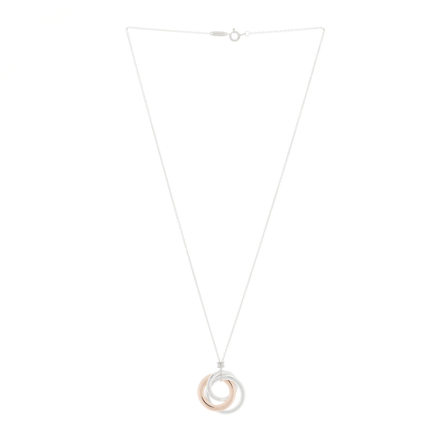 Tiffany Sterling Silver Rubedo Small Interlocking Circles Pendant Necklace 2 of 5