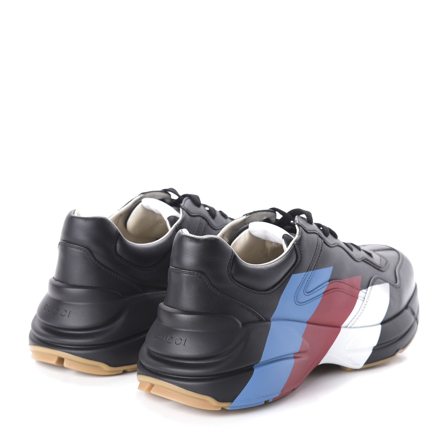 Gucci Calfskin Web Printed Mens Rhyton Sneakers 10 Black 4 of 10