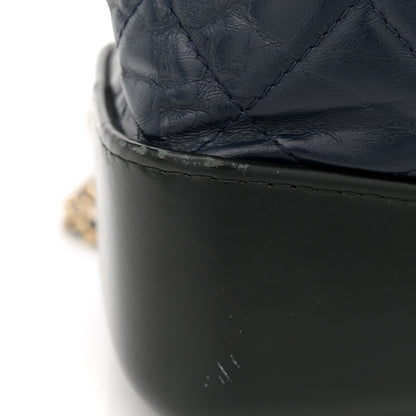 Chanel Aged Calfskin Quilted Gabrielle Backpack Navy Black 12 of 13
