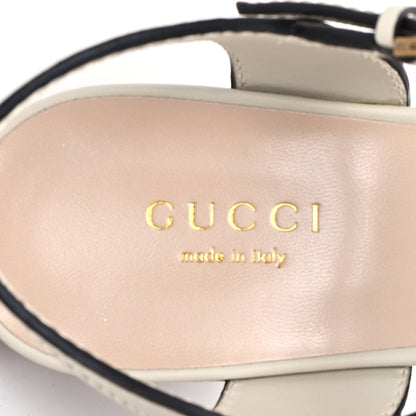 Gucci Cosmos Softy Calfskin Wooden Interlocking G Cut-Out 30/120mm Platform Sandals 35 Mystic White 8 of 10