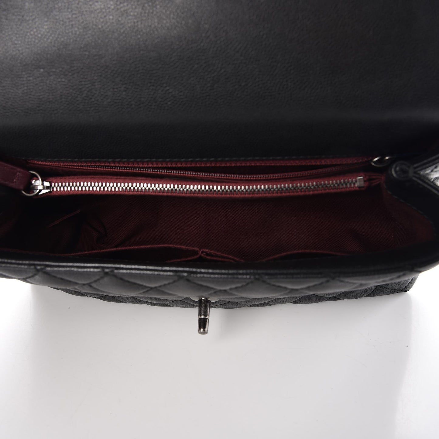 Caviar Quilted Small Coco Handle Flap Black