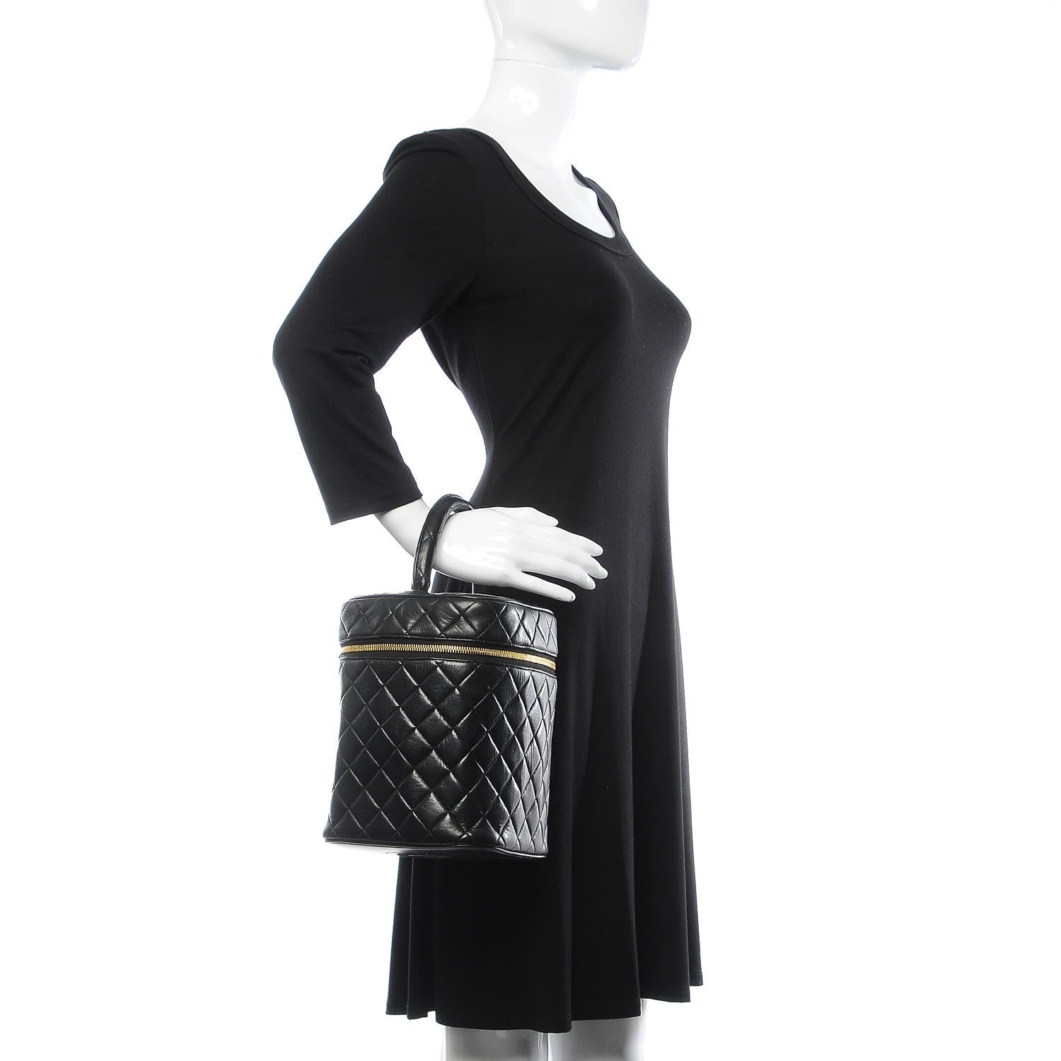 Chanel Lambskin Quilted Vanity Cosmetic Case Black 2 of 11