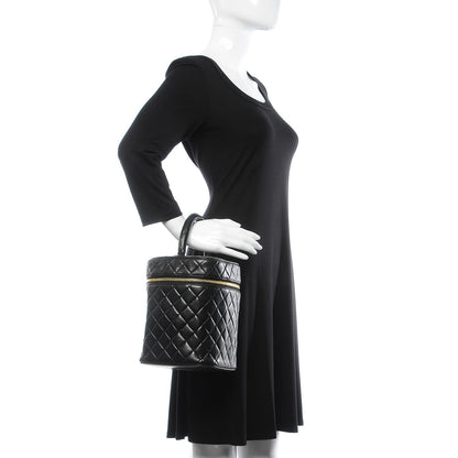 Chanel Lambskin Quilted Vanity Cosmetic Case Black 2 of 11