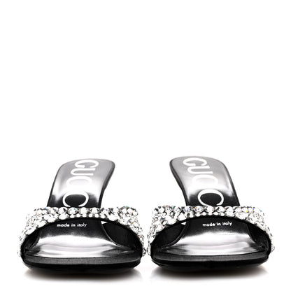 Gucci Satin Crystal 65mm Slide Sandals 36 Black 3 of 11