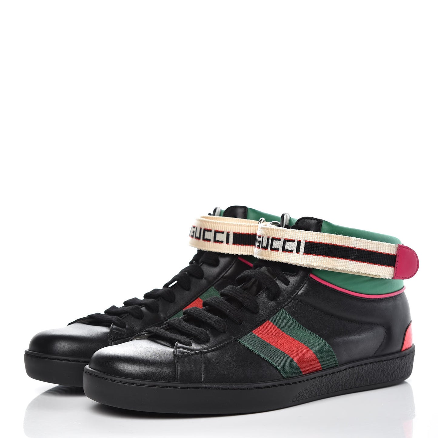 Calfskin Ayers Web Mens New Ace Stripe High Top Sneakers 7 Black