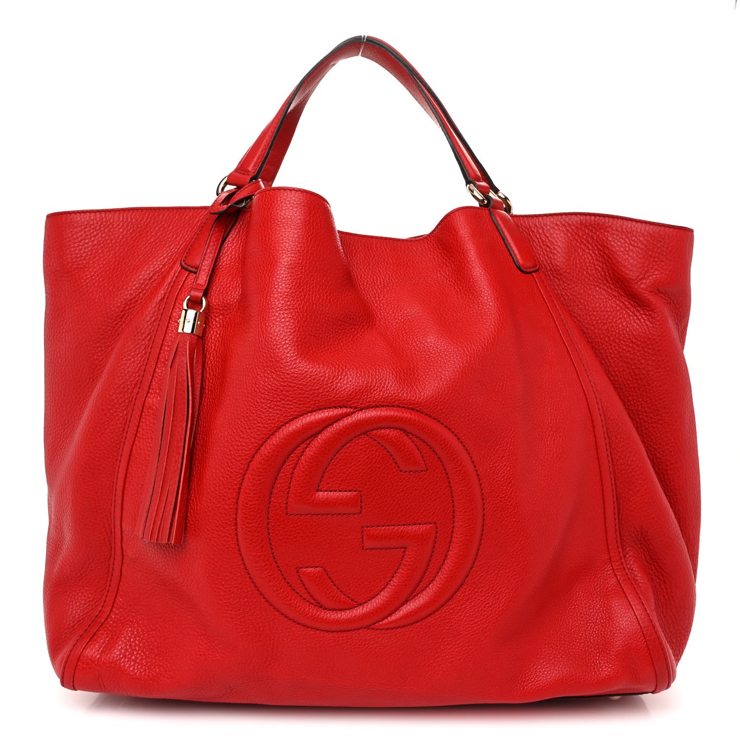 Gucci Pebbled Calfskin Large Soho Shoulder Bag Red 1 of 10
