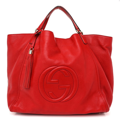 Gucci Pebbled Calfskin Large Soho Shoulder Bag Red 1 of 10