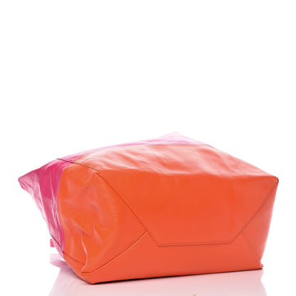 Celine Lambskin Horizontal Bi-Color Cabas Fluo Pink Fluo Orange 4 of 10