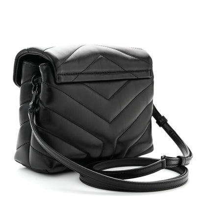 Saint Laurent Calfskin Y Quilted Monogram Monochrome Toy Loulou Crossbody Bag Black 3 of 10