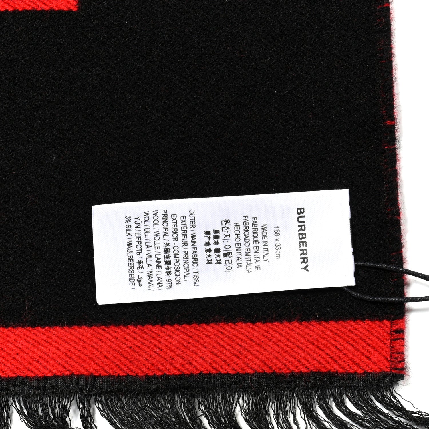 Burberry Wool Silk Monogram TB Reversible Fringe Scarf 7 of 8