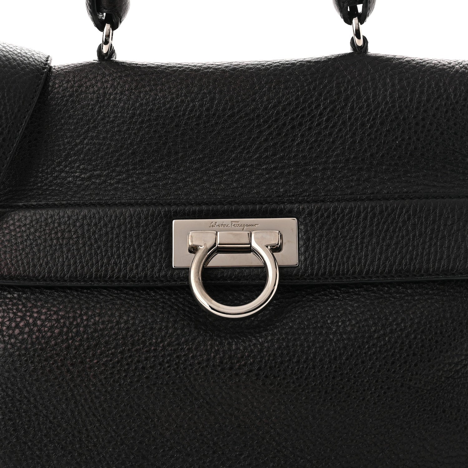 Salvatore Ferragamo Calfskin Medium Sofia Satchel Black 7 of 9