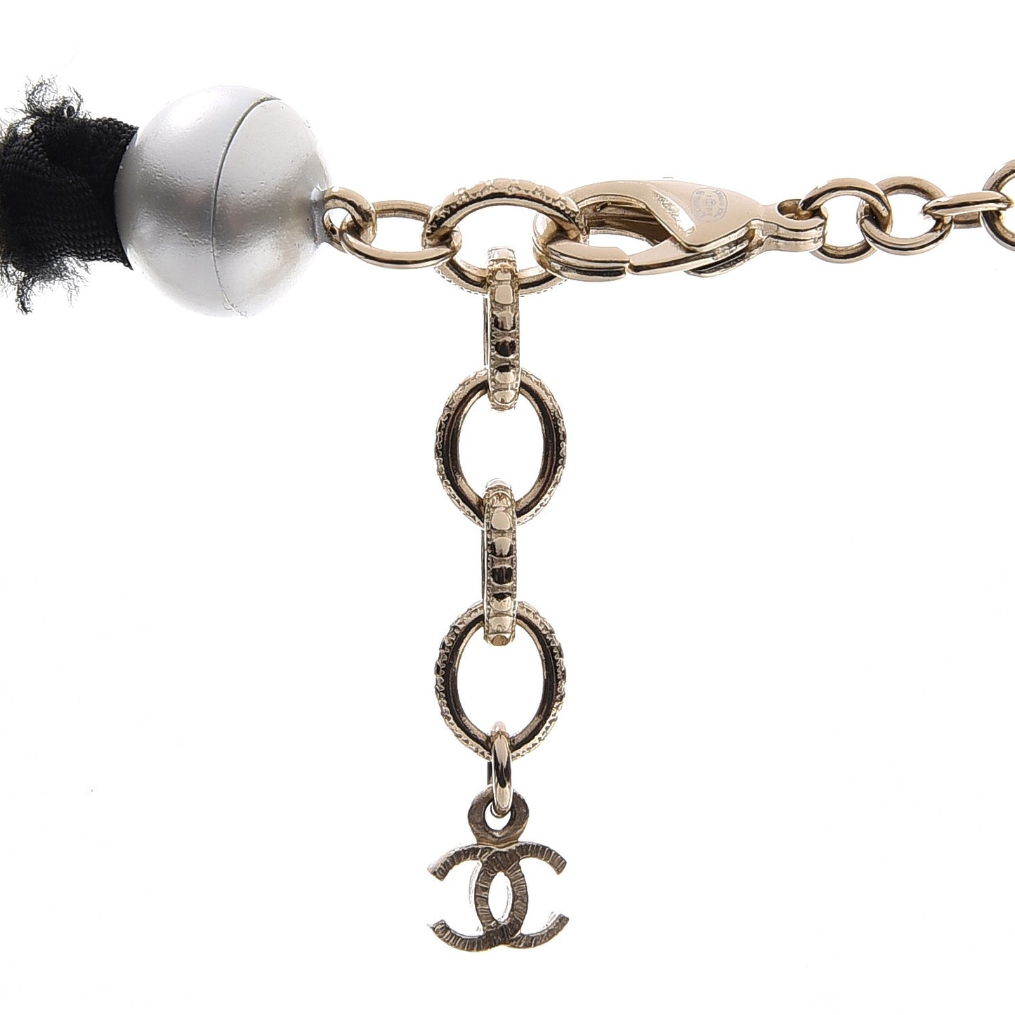 Graduated Pearl CC Long Necklace Gold