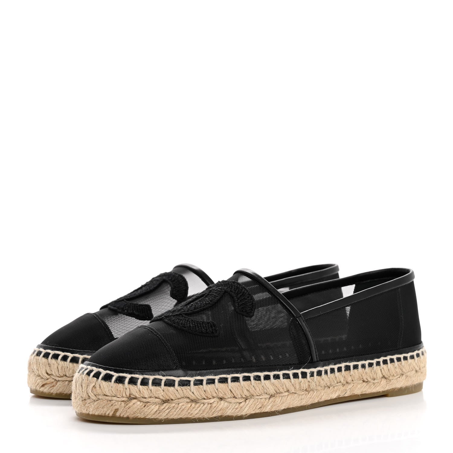 Chanel Mesh Grosgrain CC Espadrilles 37 Black 4 of 10