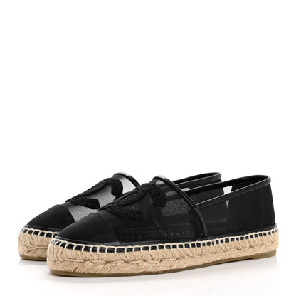 Chanel Mesh Grosgrain CC Espadrilles 37 Black 4 of 10