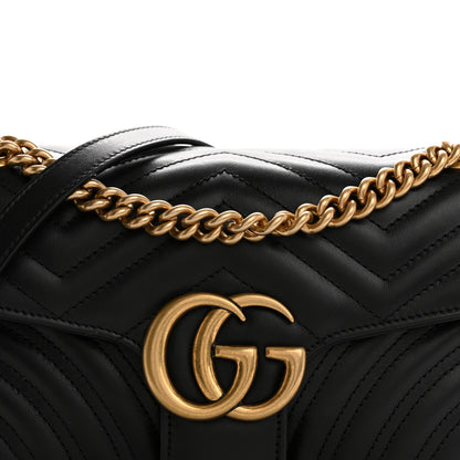 Gucci Calfskin Matelasse Small GG Marmont Shoulder Bag Black 8 of 10