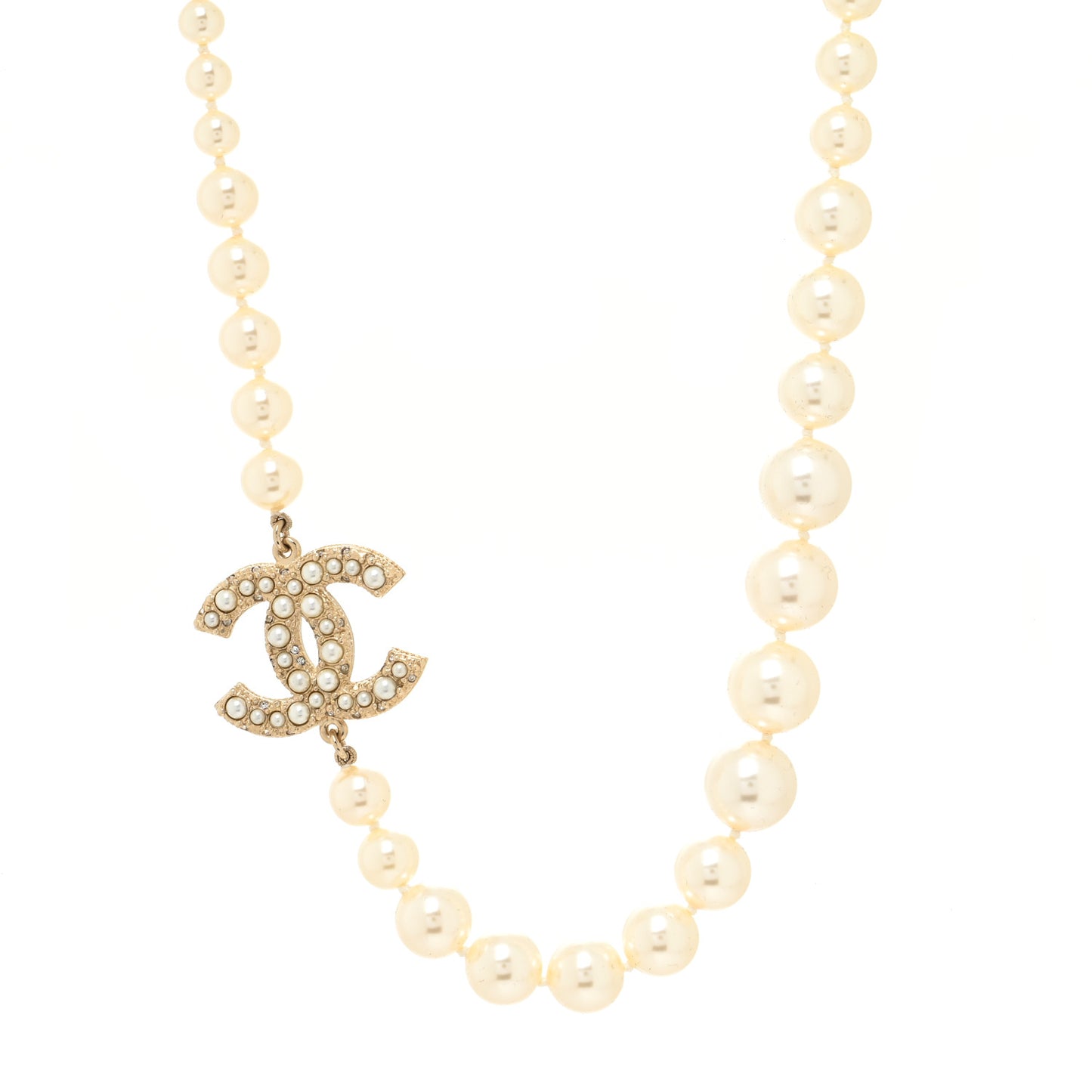 Pearl CC 100th Anniversary Necklace Light Gold