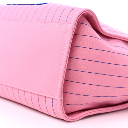 Chanel Canvas Calfskin Striped Large Deauville Tote Pink Blue 10 of 10