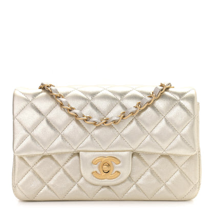 Chanel Metallic Lambskin Quilted Mini Rectangular Flap Gold 1 of 10