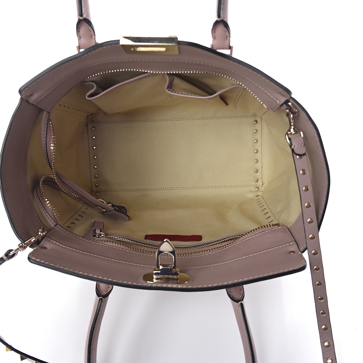 Vitello Rockstud Double Handle Tote Poudre