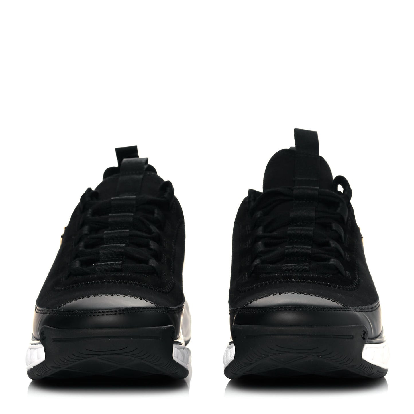 Velvet Calfskin Mixed Fibers CC Sneakers 38 Black