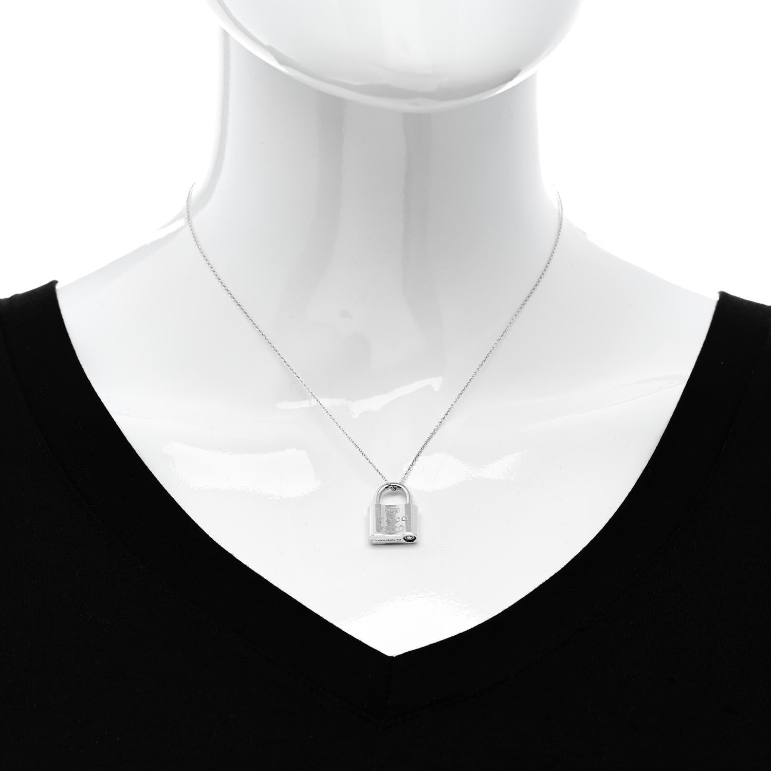 Tiffany Sterling Silver 1837 Lock Charm Pendant Necklace 2 of 6