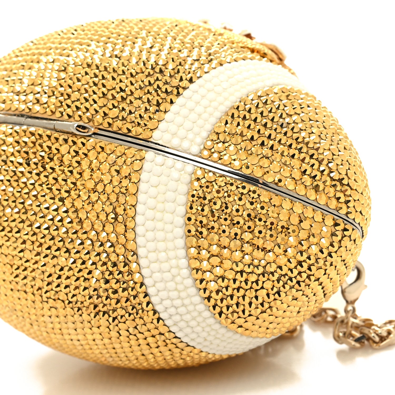 Judith Leiber Crystal Football Minaudiere Clutch Gold 10 of 10