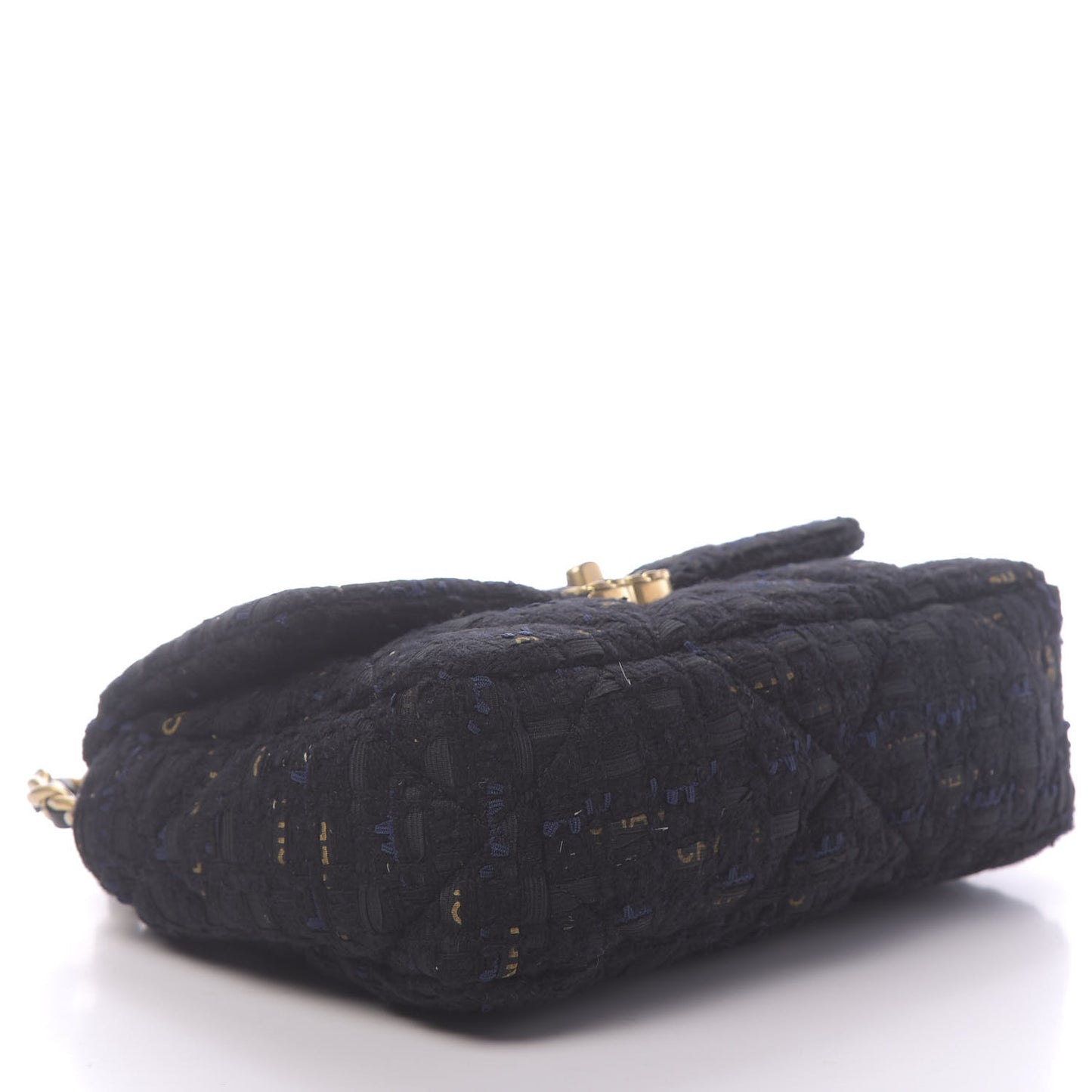 Tweed Quilted Medium 19 Flap Black Navy Gold