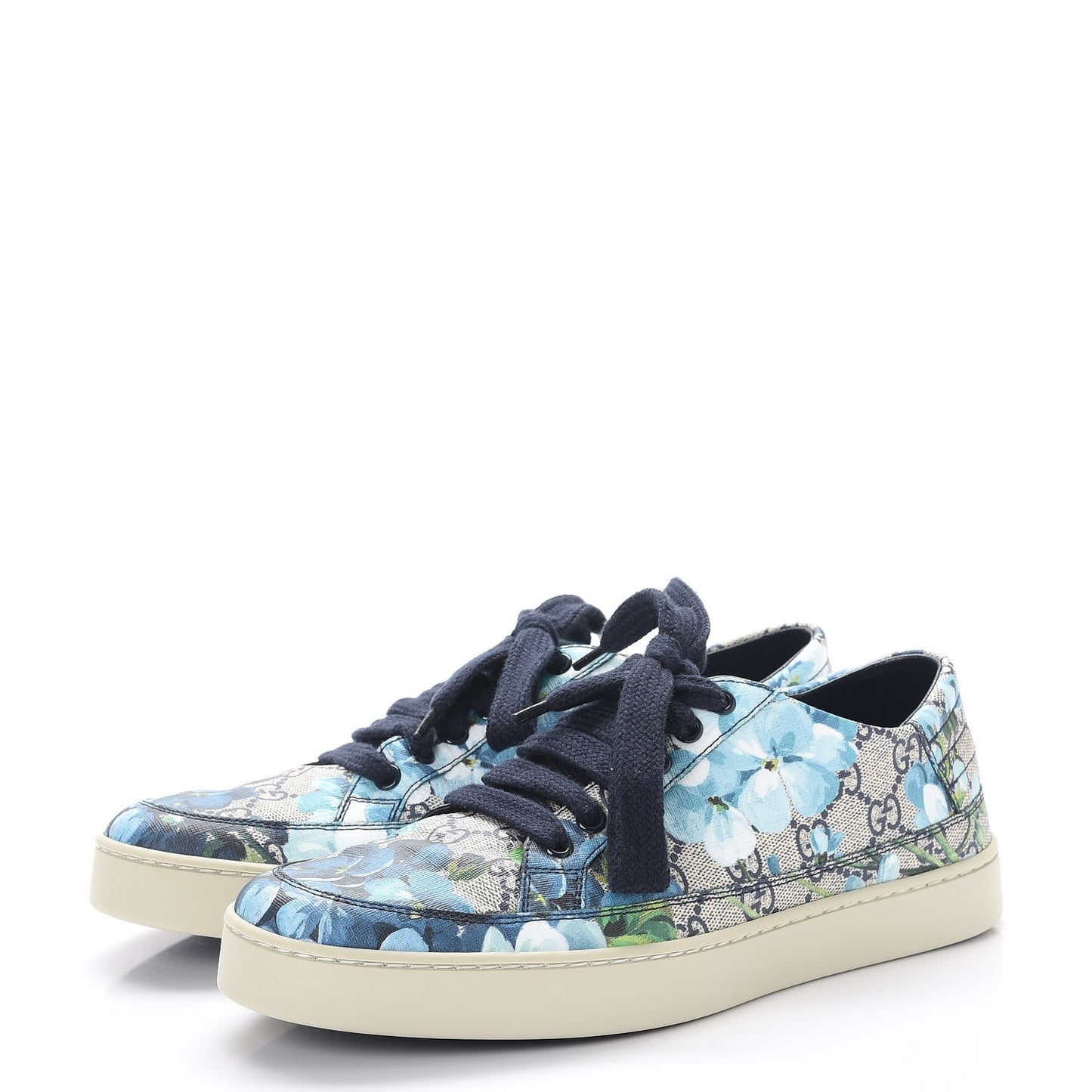 GG Supreme Monogram Blooms Mens Low Top Sneakers 7.5 Beige Blue