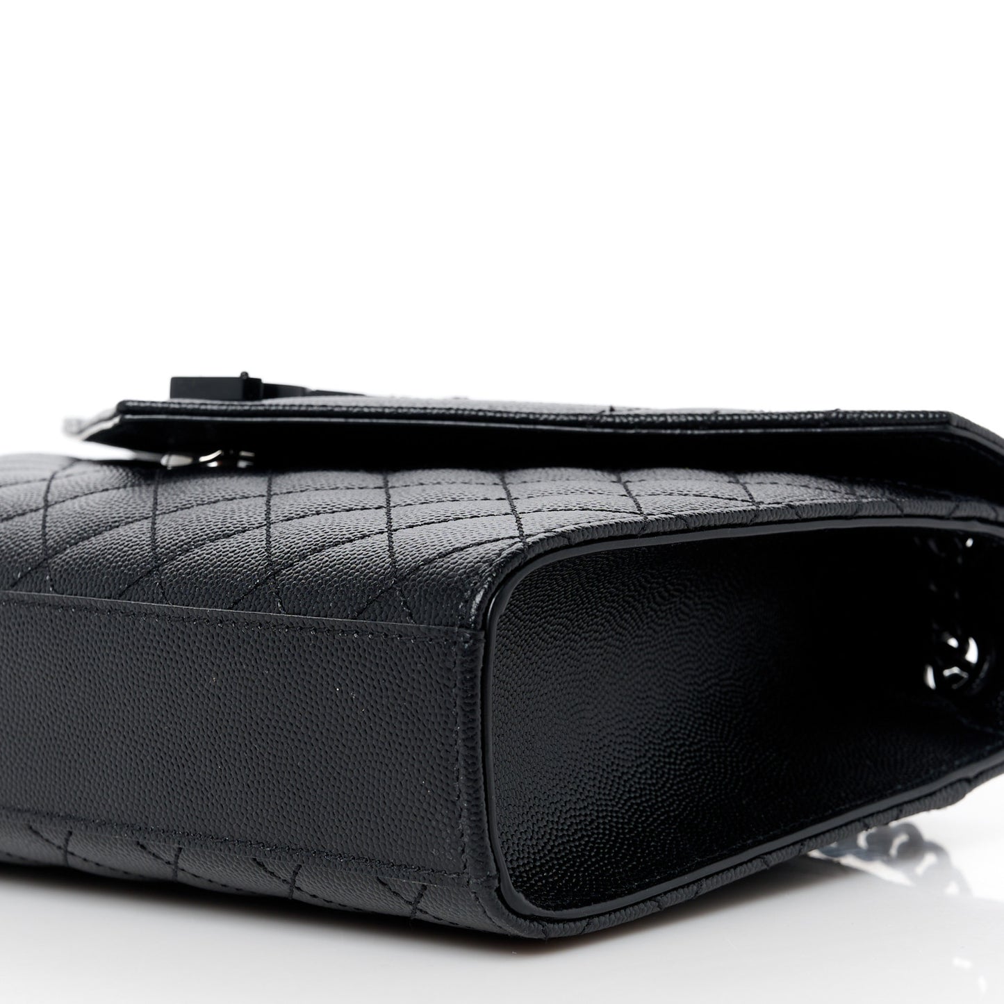 Grain De Poudre Textured Mixed Matelasse Triquilt Medium Monogram Monochrome Satchel Black