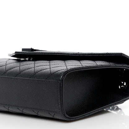 Saint Laurent Grain De Poudre Textured Mixed Matelasse Triquilt Medium Monogram Monochrome Satchel Black 11 of 11