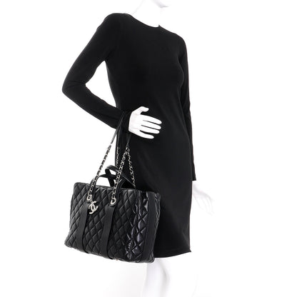 Chanel Lambskin Quilted Large Easy Carry Shopping Tote Black 2 of 8