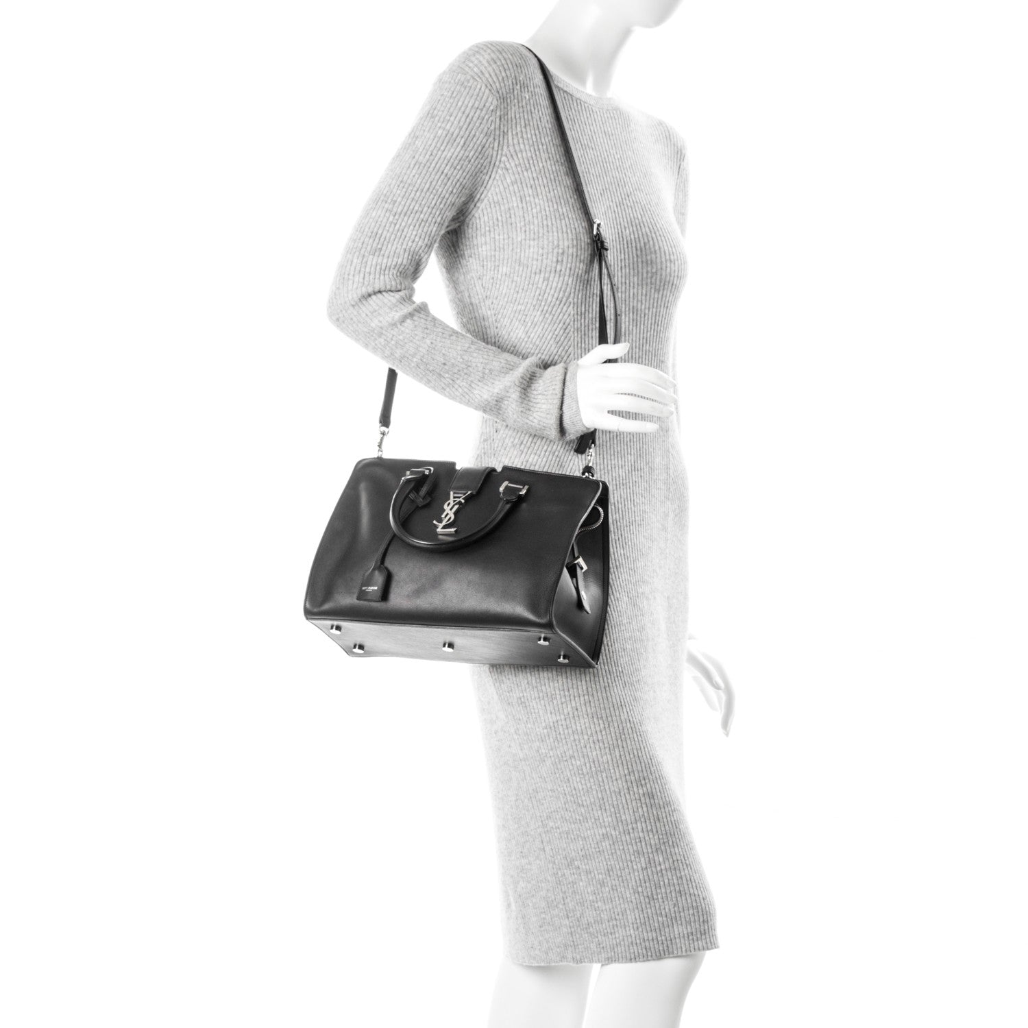 Saint Laurent Calfskin Small Monogram Cabas Black 2 of 5