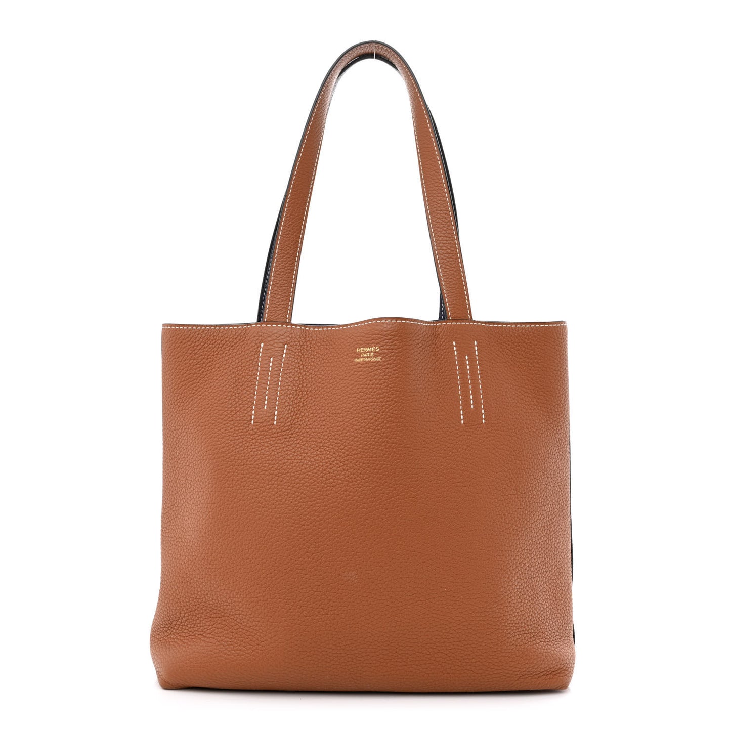 Taurillon Clemence Double Sens 28 Reversible Tote Gold Bleu Encre