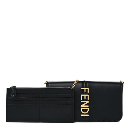 Fendi Vitello Grace Matte Fendigraphy Wallet On Chain Black 1 of 11