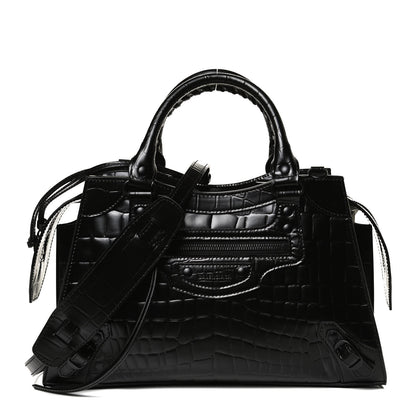 Balenciaga Semi Shiny Calfskin Crocodile Embossed Neo Classic Black Hardware S City Black 1 of 9