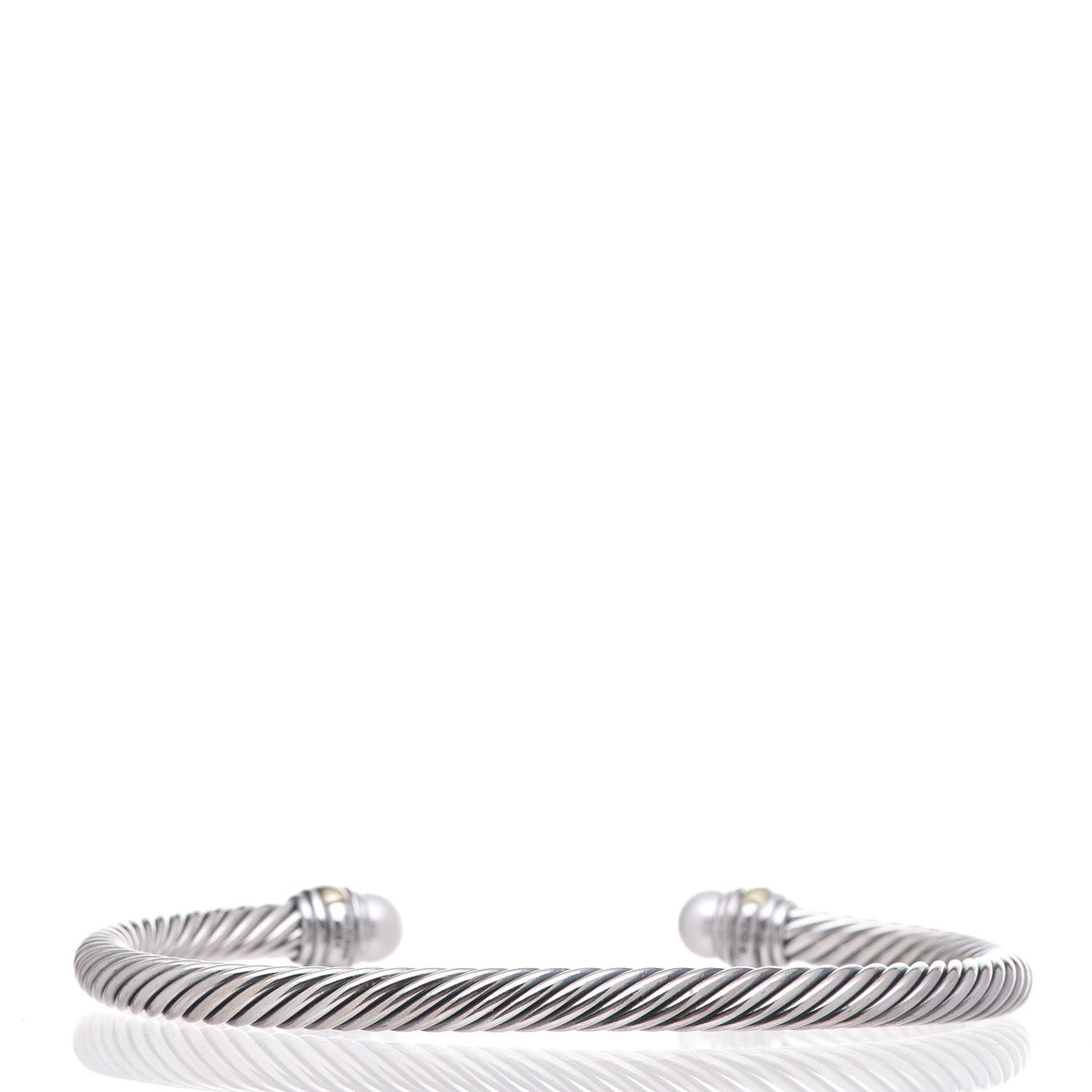 Sterling Silver 14K Yellow Gold Pearl 5mm Cable Classics Bracelet