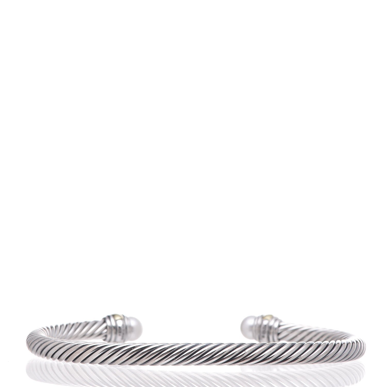 David Yurman Sterling Silver 14K Yellow Gold Pearl 5mm Cable Classics Bracelet 3 of 5