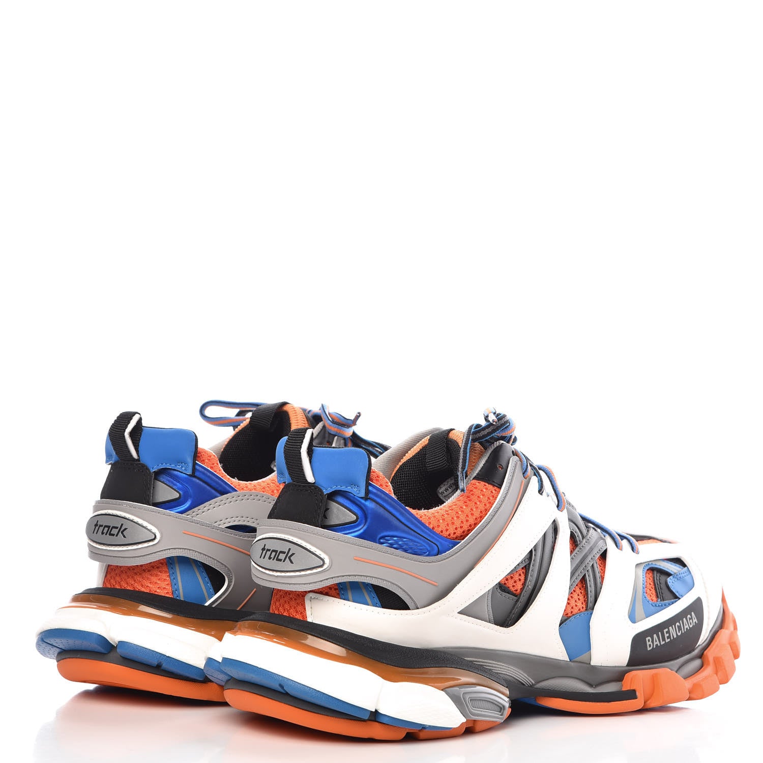 Balenciaga Mesh Nylon Mens Track Sneakers 44 Gris Orange White 4 of 9