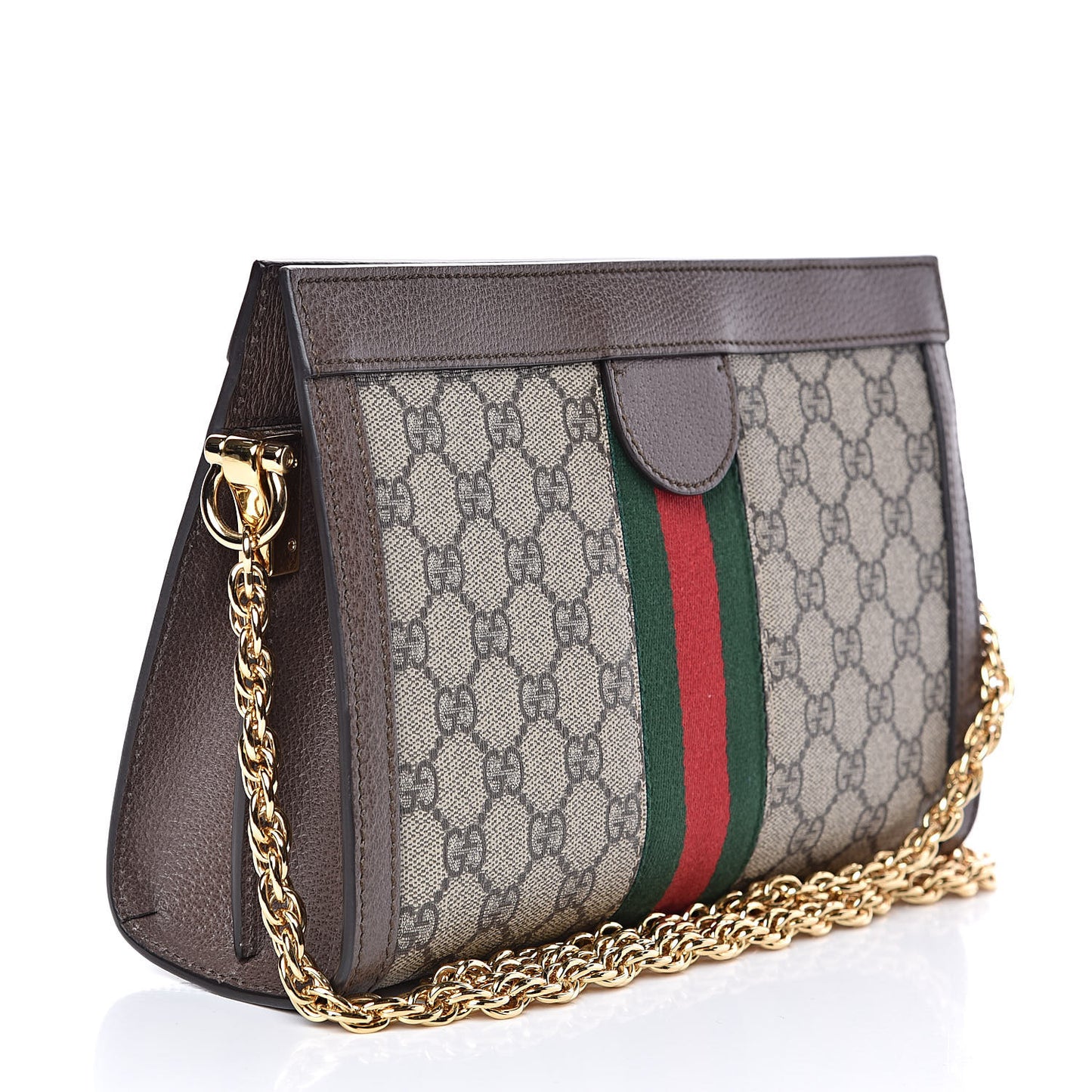 GG Supreme Monogram Web Small Ophidia Chain Shoulder Bag Brown