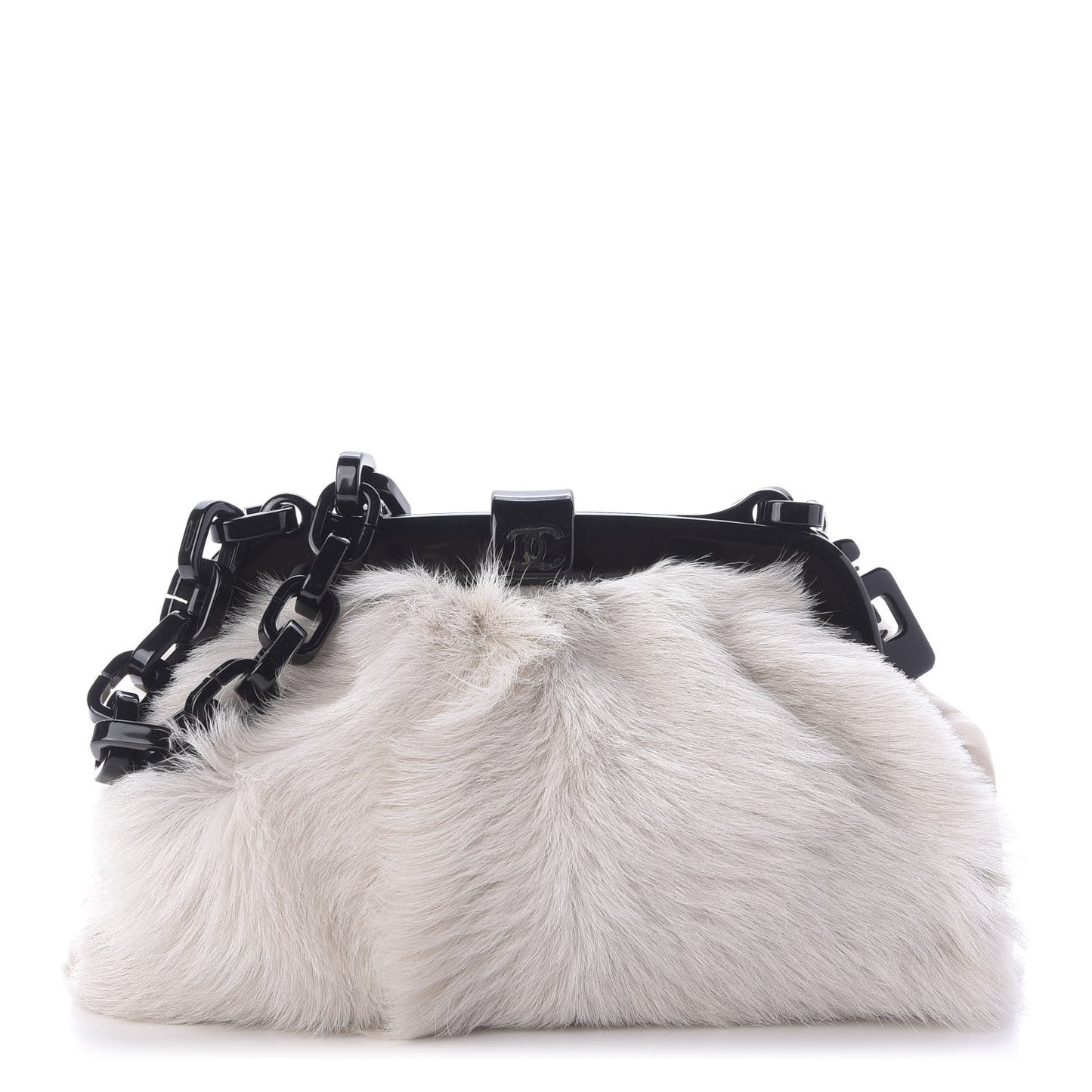 Rabbit Fur N°5 Frame Bag Beige