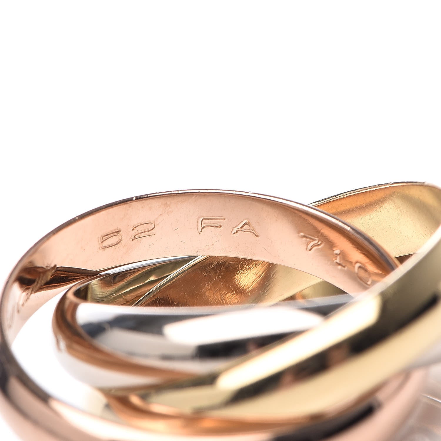 Cartier 18K Pink Yellow White Gold Trinity Ring 52 6 5 of 6