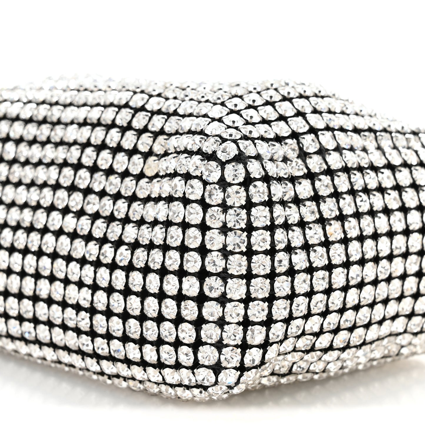 Mesh Crystal Rhinestone Mini Heiress Pouch Black Silver