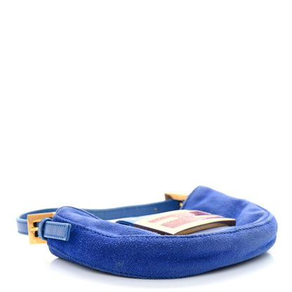 Fendi Suede Mini Half Moon Baguette Blue 4 of 13