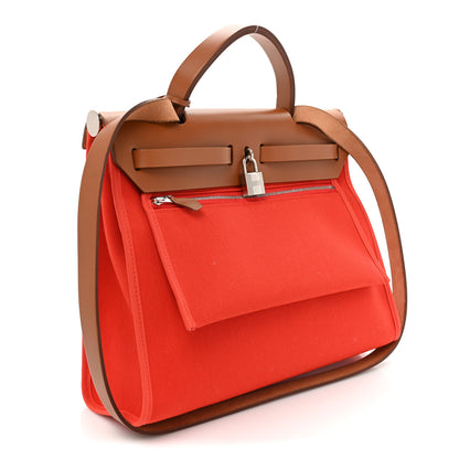 Hermes Vache Hunter Toile Herbag Zip 31 PM Capucine Fauve 4 of 10