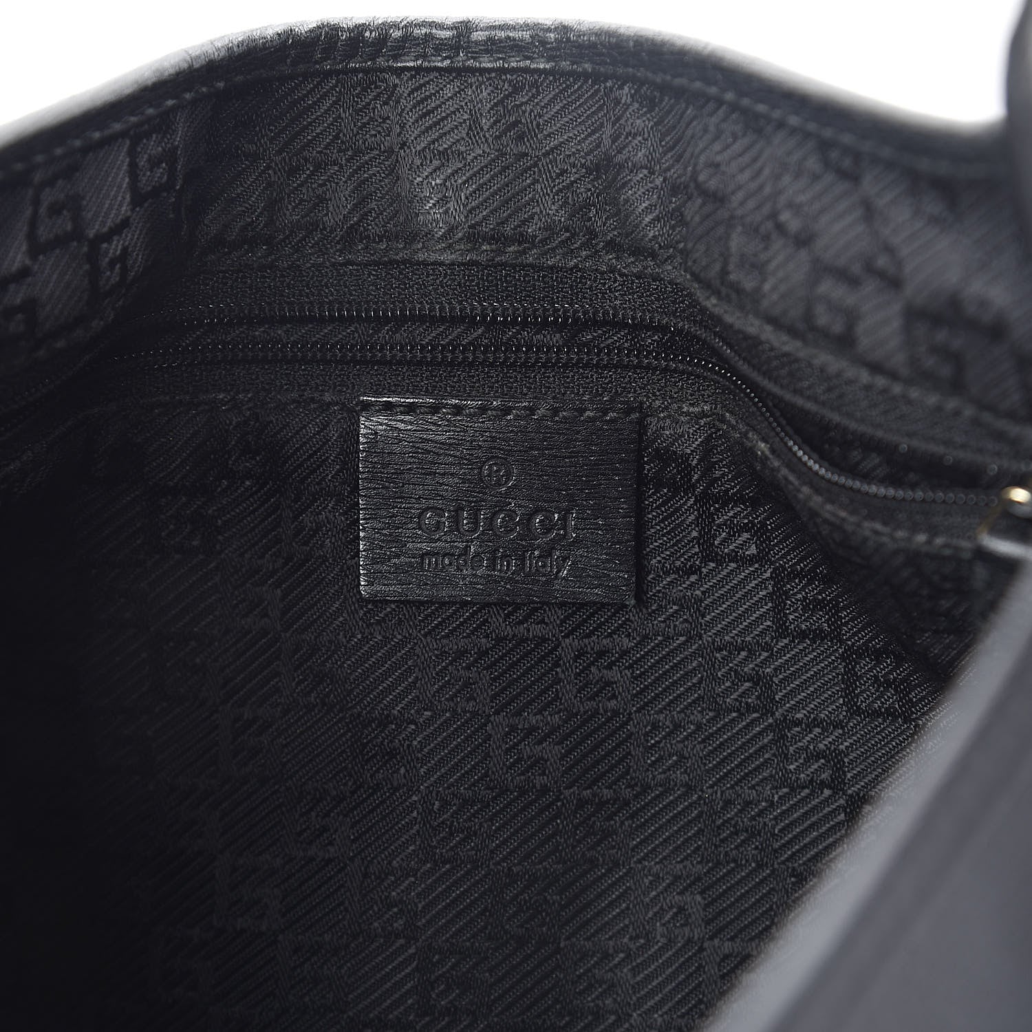 Gucci Calfskin Bamboo Handle Shoulder Bag Black 6 of 8